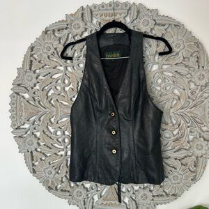 Danier Midnight Black Leather Vest